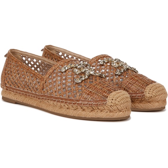 Sam‎ Edelman Chiara Raffia Espadrille Flats Women Size 10.5 M Embellished